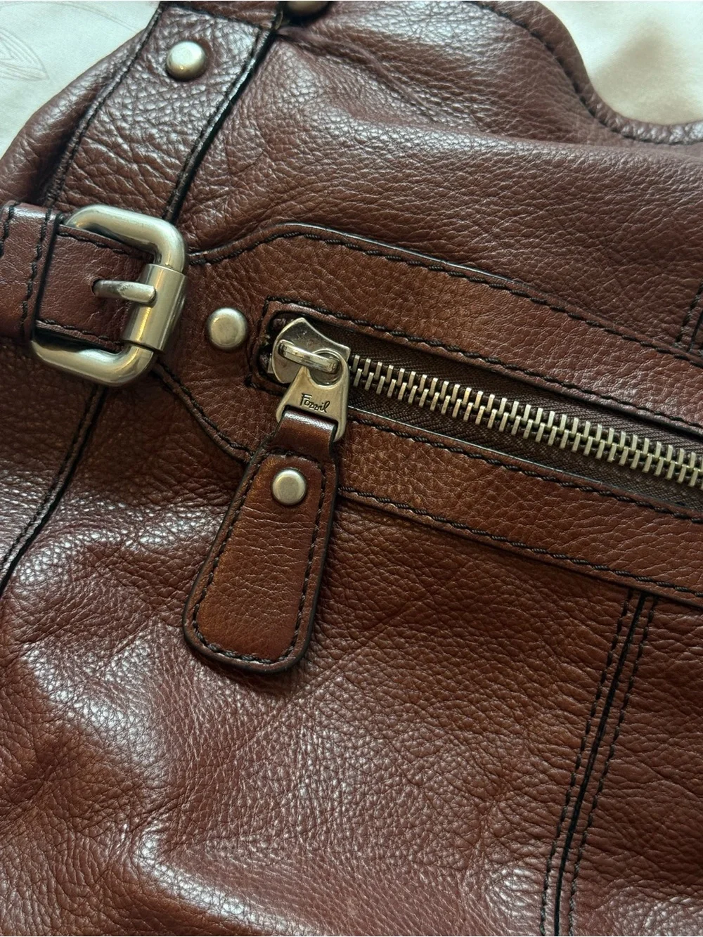 Fossil | Vintage Leather Maddox Satchel Hobo Buckle Handbag